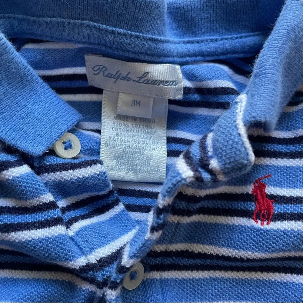 Ralph Lauren Blue Striped Long Sleeve Romper size 3 months